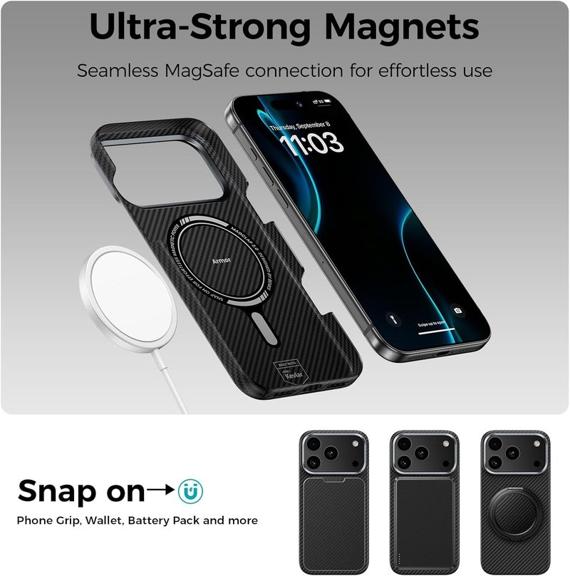 بينكس جراب Benks ArmorPro 600D المميز لهاتف iPhone 17 Pro Max، متوافق مع زر التحكم بالكاميرا، ومتوافق مع MagSafe، جراب حماية عسكري مصنوع من ألياف كيفلر من دوبونت - Image 3